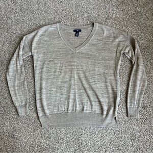 Gap Silver/Gold Metallic V-neck Long Sleeve Sweater, Size Small